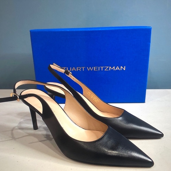 Stuart Weitzman Shoes - Stuart Weitzman Black Leather Pointed Slingback Pumps